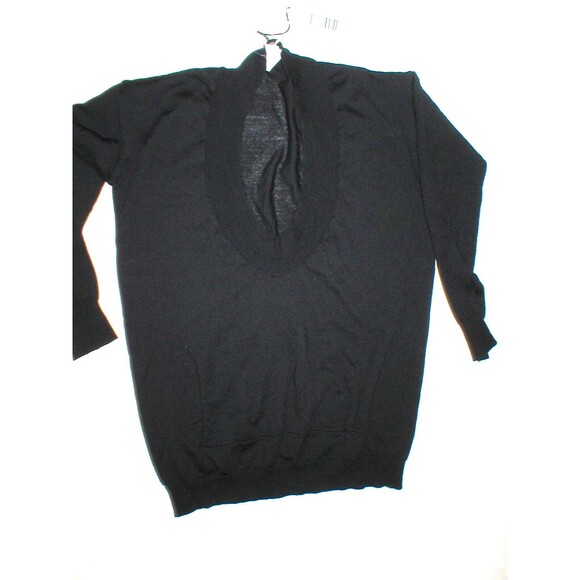 New NWT Designer Wool Sweater 44 Italy Womens 8 Zinco Black Kangaroo Pocket M - Picture 6 of 12